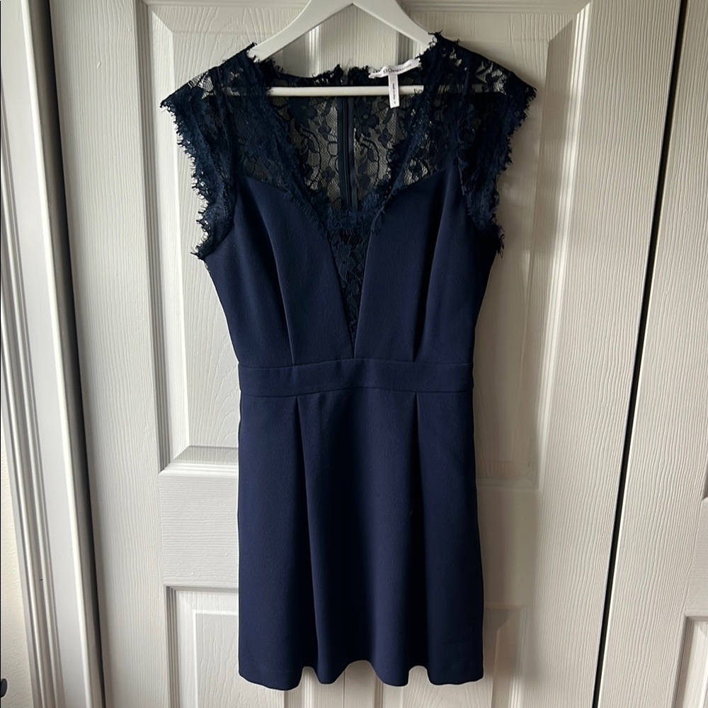 BCBGeneration Blue Sheath Mini Dress Plunge Neckline